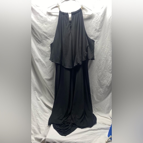 Thalia Sodi Black Maxi Halter Dress with Gold Chain Accent at Neckline Size XXL - Picture 2 of 11
